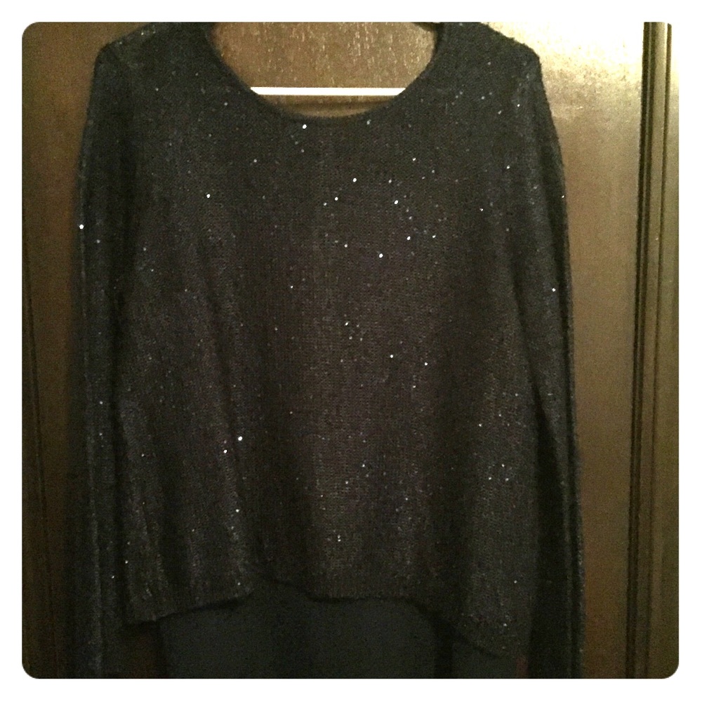 Blue sequined sweater